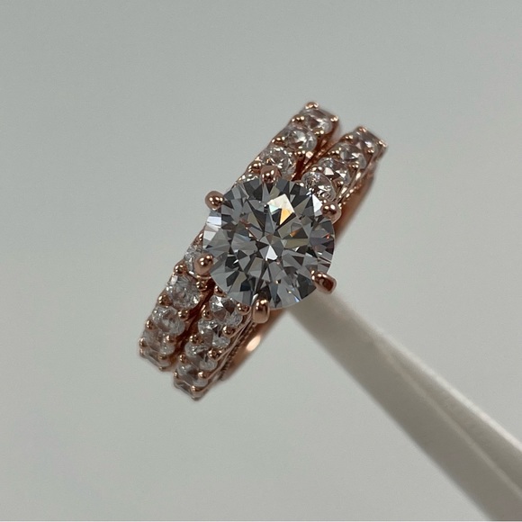 3cttw 5a Cz Diamond Sterling Silver Rose Gold Finish Wedding Engagement Ring